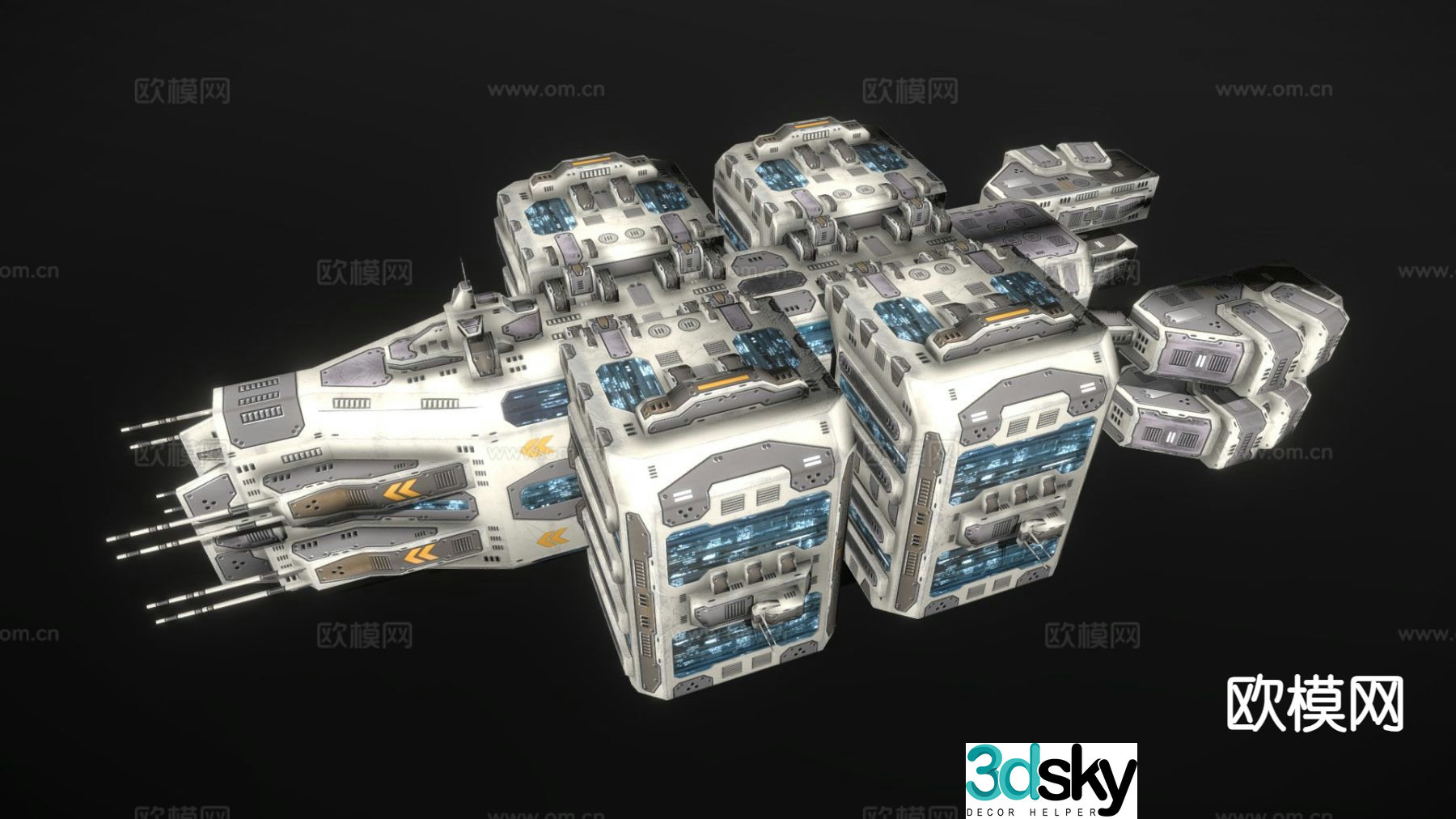 Colony ship sci-fi shipyard 3d model