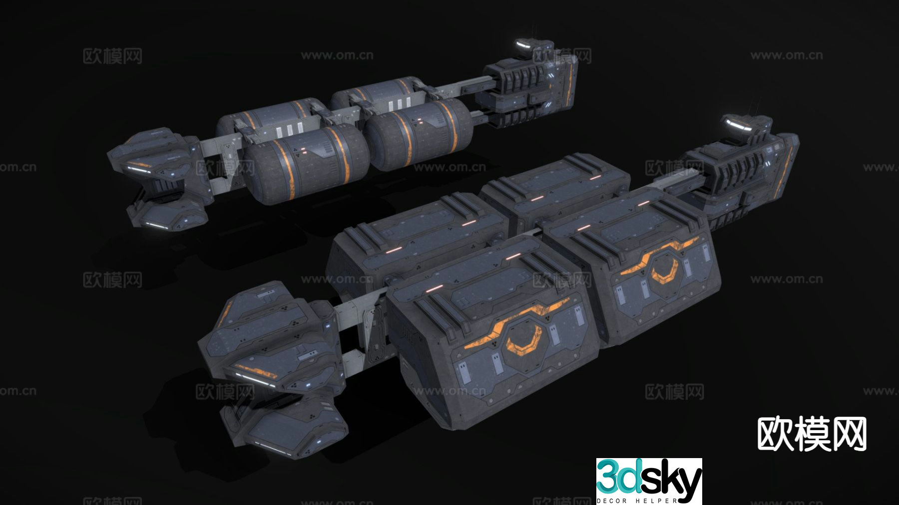 Sci-fi transport spaceship 3d model