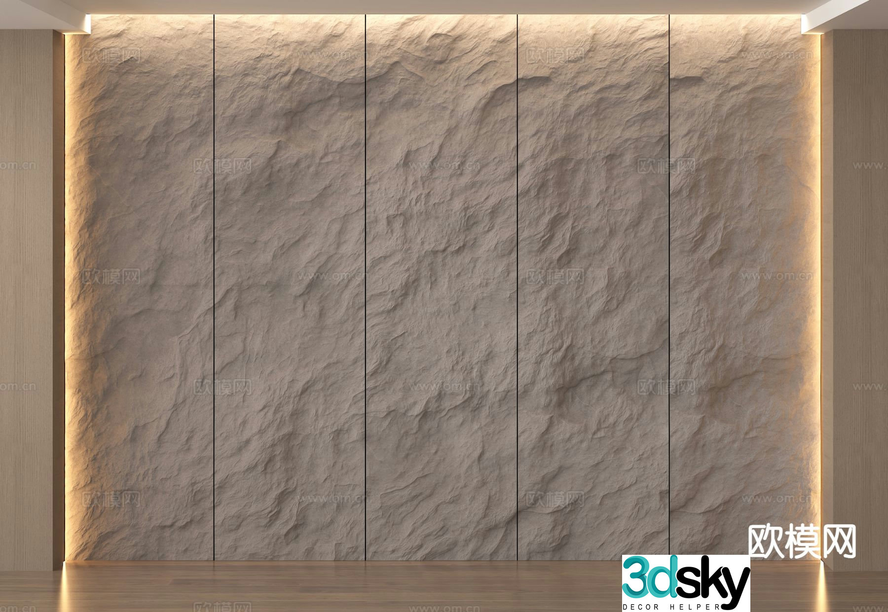 Modern stone wool stone wall 3d model