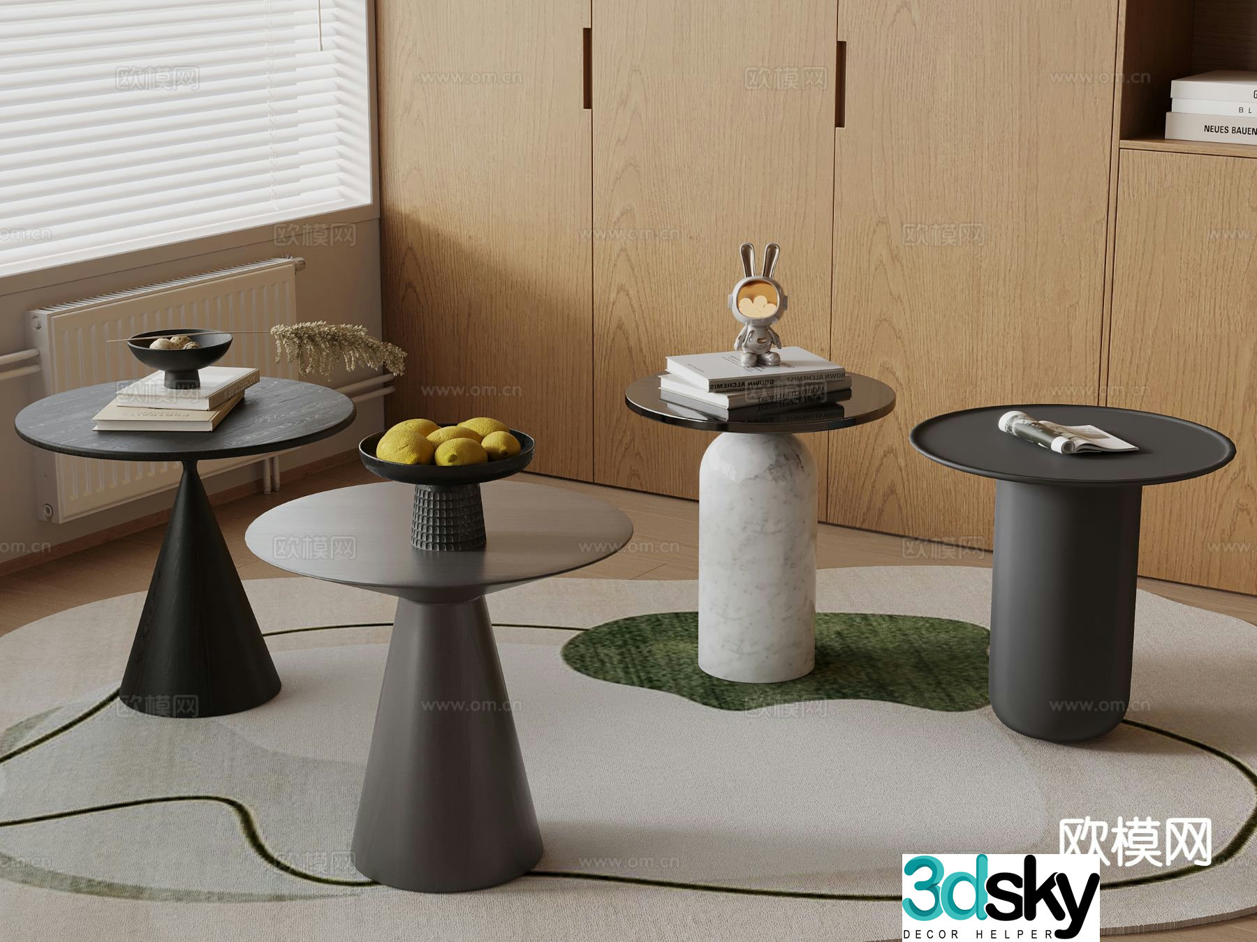 Modern corner table side table round table table table 3D model
