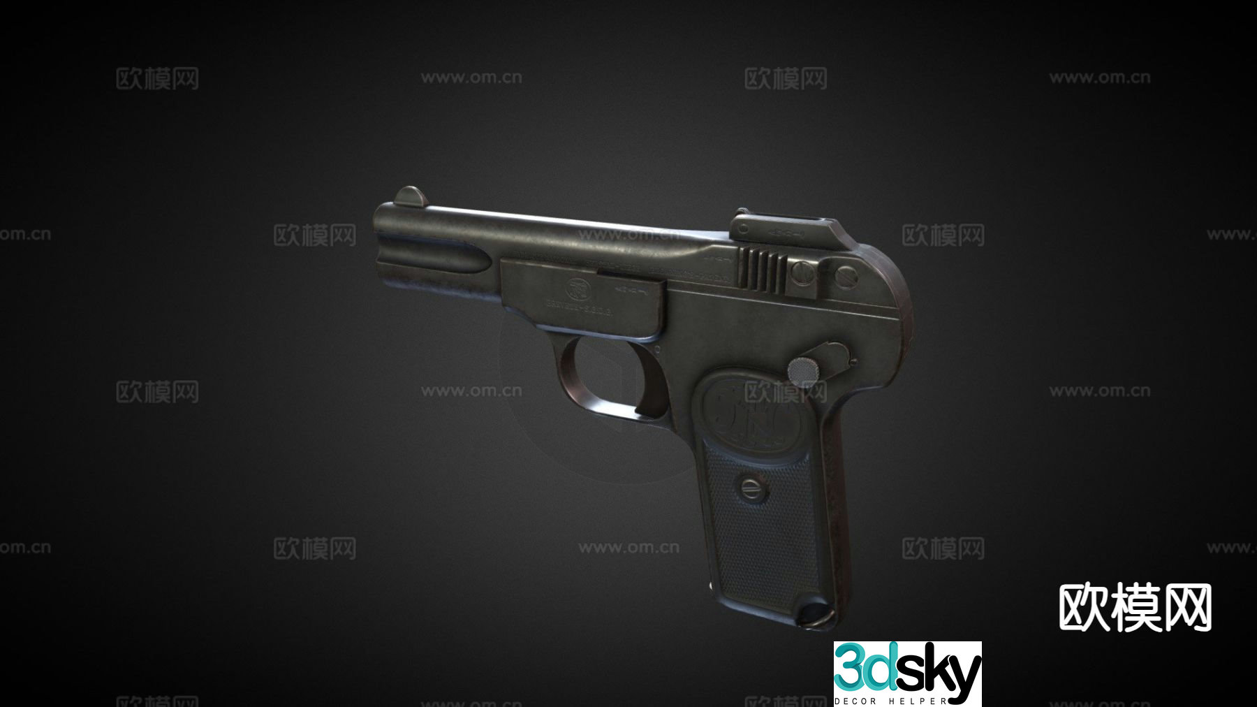 micro pistol gun firearm weapon 3d model