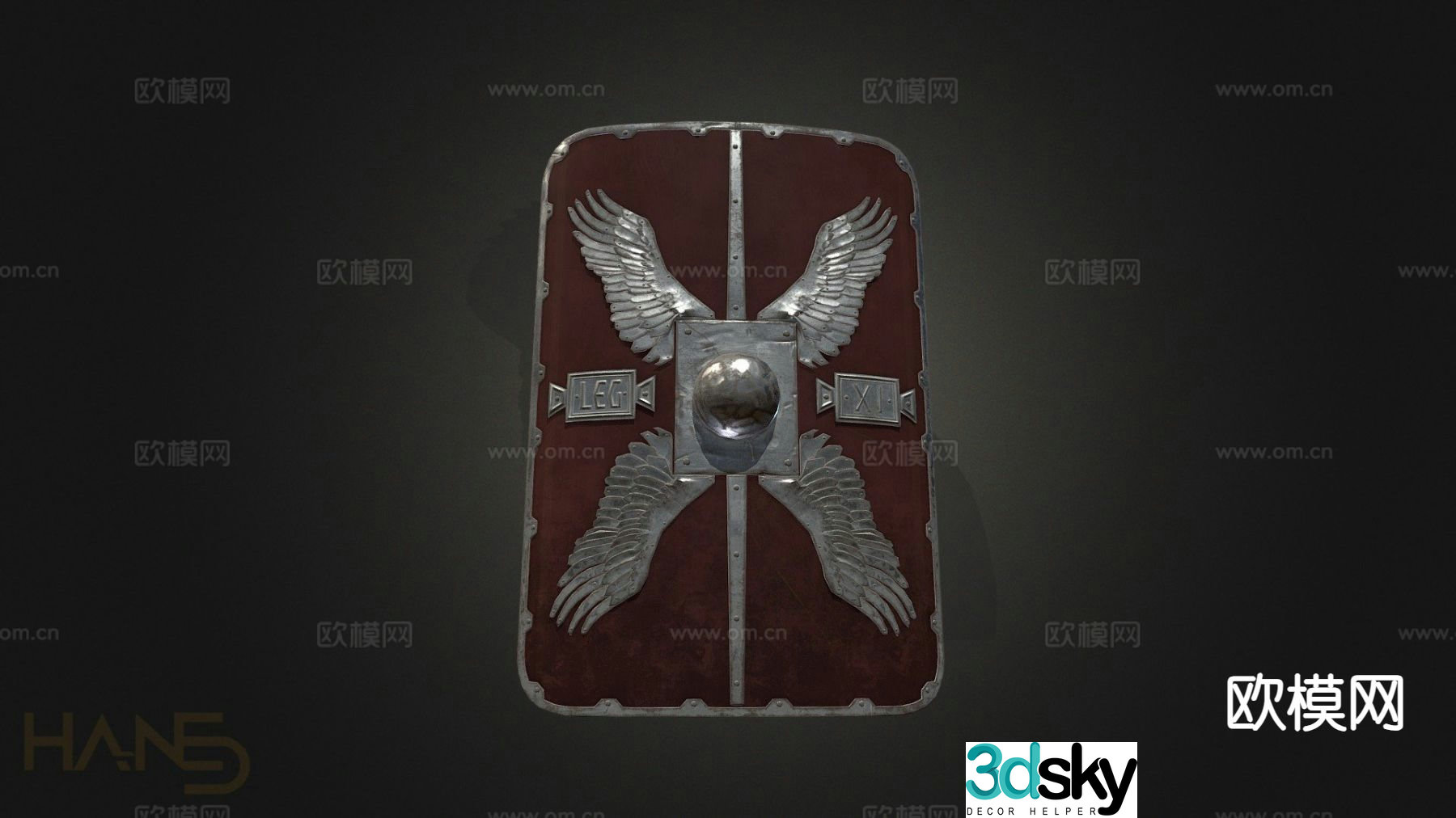 roman shield 3d model