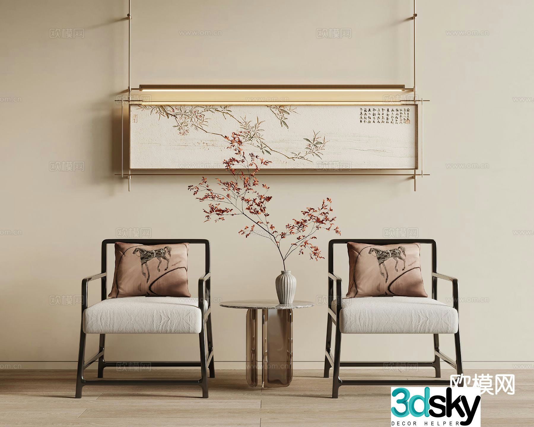 New Chinese style single chair Taishi chair 3D model