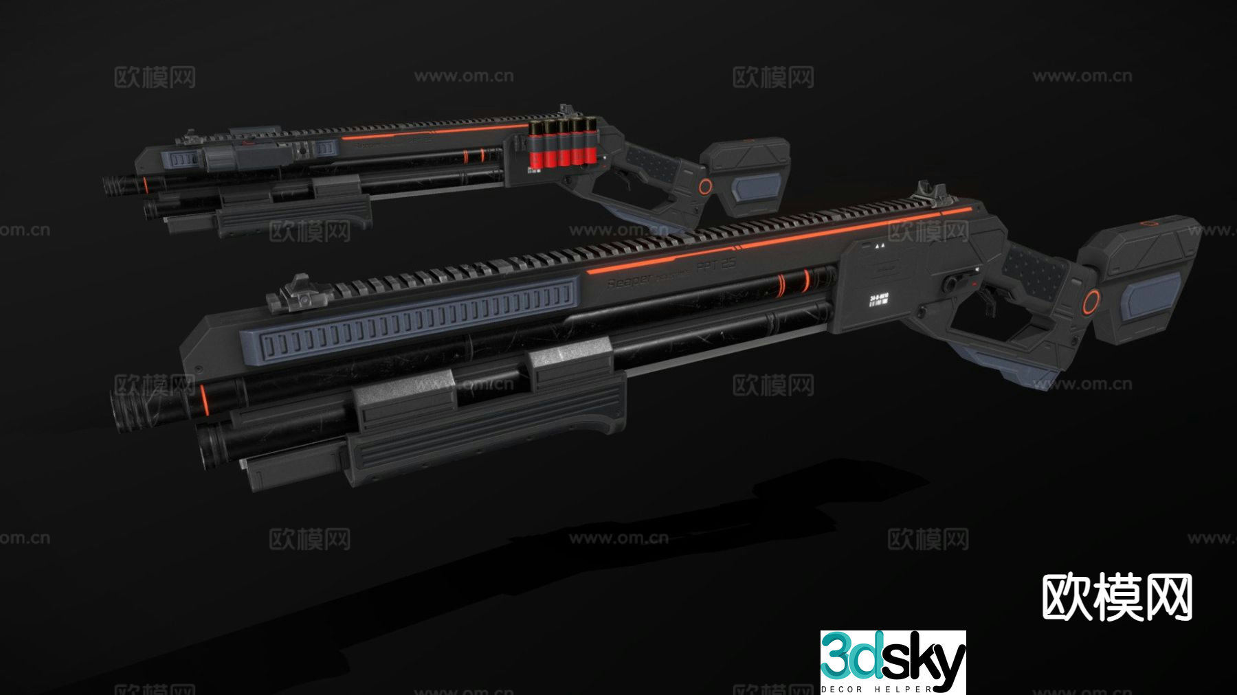 Scifi shotgun gaming weapon 3d model
