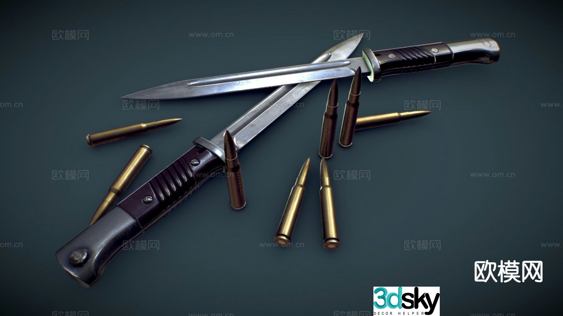 Mauser 98K bayonet game weapon 3d model
