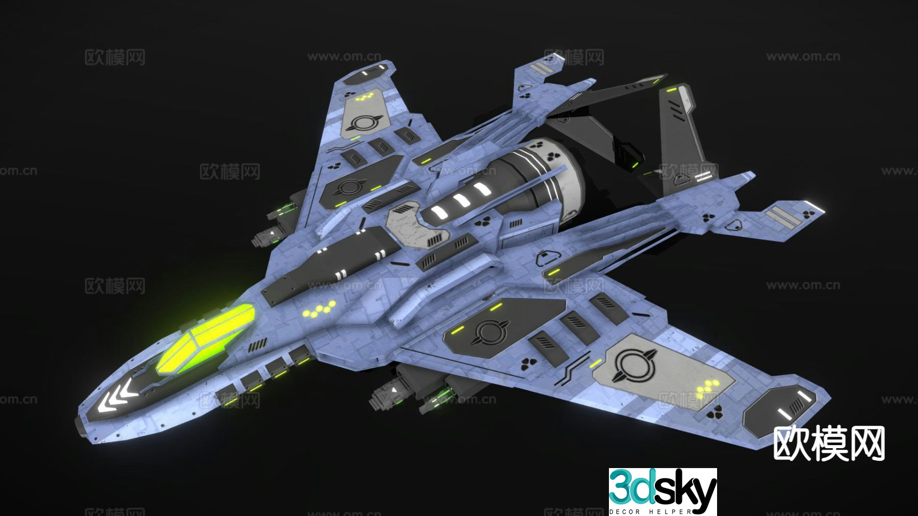 sci-fi fighter aircraft detector 3d model