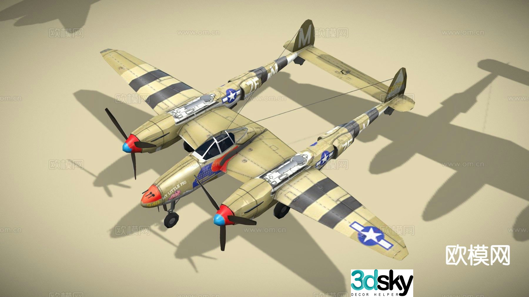 Lightning fighter 3d model