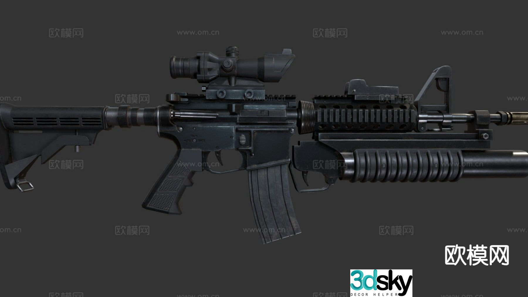 M4A1 assault rifle gun firearm weapon 3d model