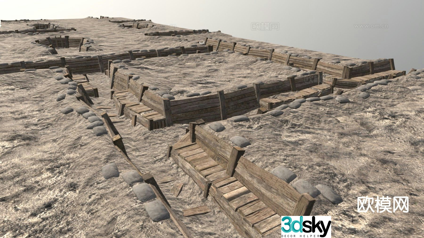 Military scene trench pit 3d model
