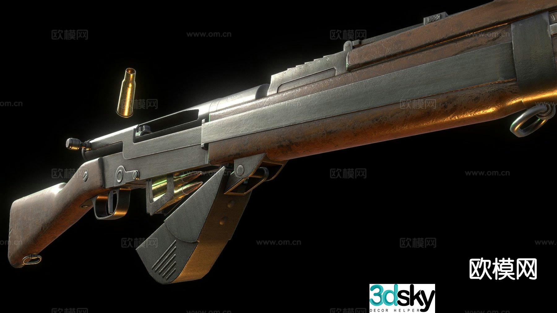 M1917 semi-automatic rifle gun firearm weapon 3d model