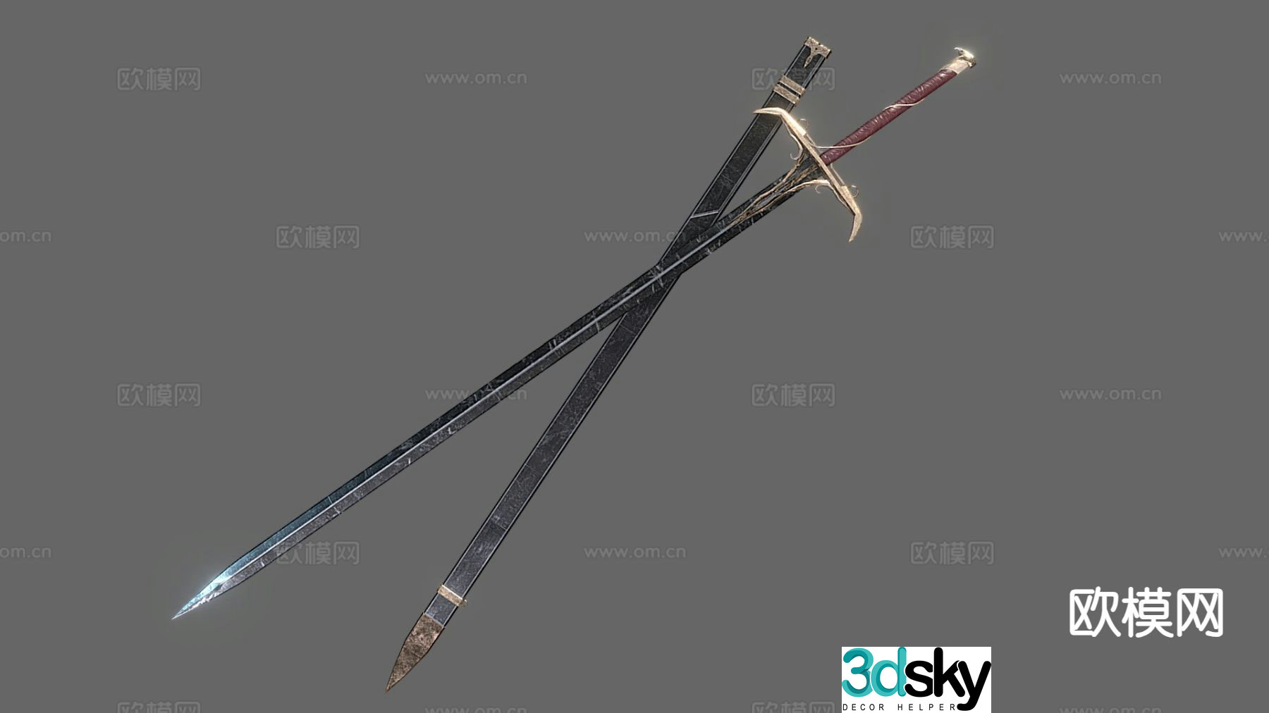 Fantasy long sword 3d model