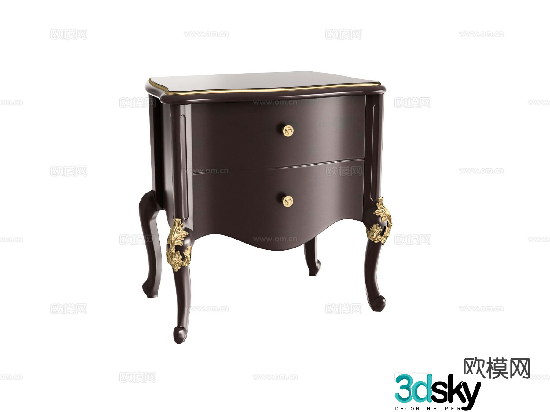 Simple European bedside table 3d model