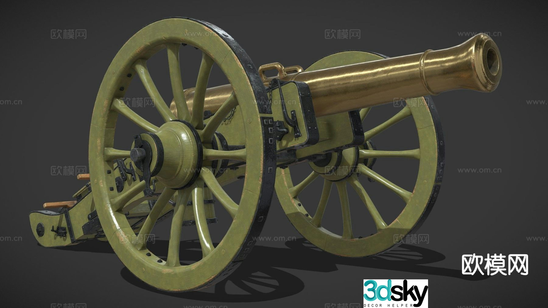 French 12-pounder gun carriage mortar 3d model