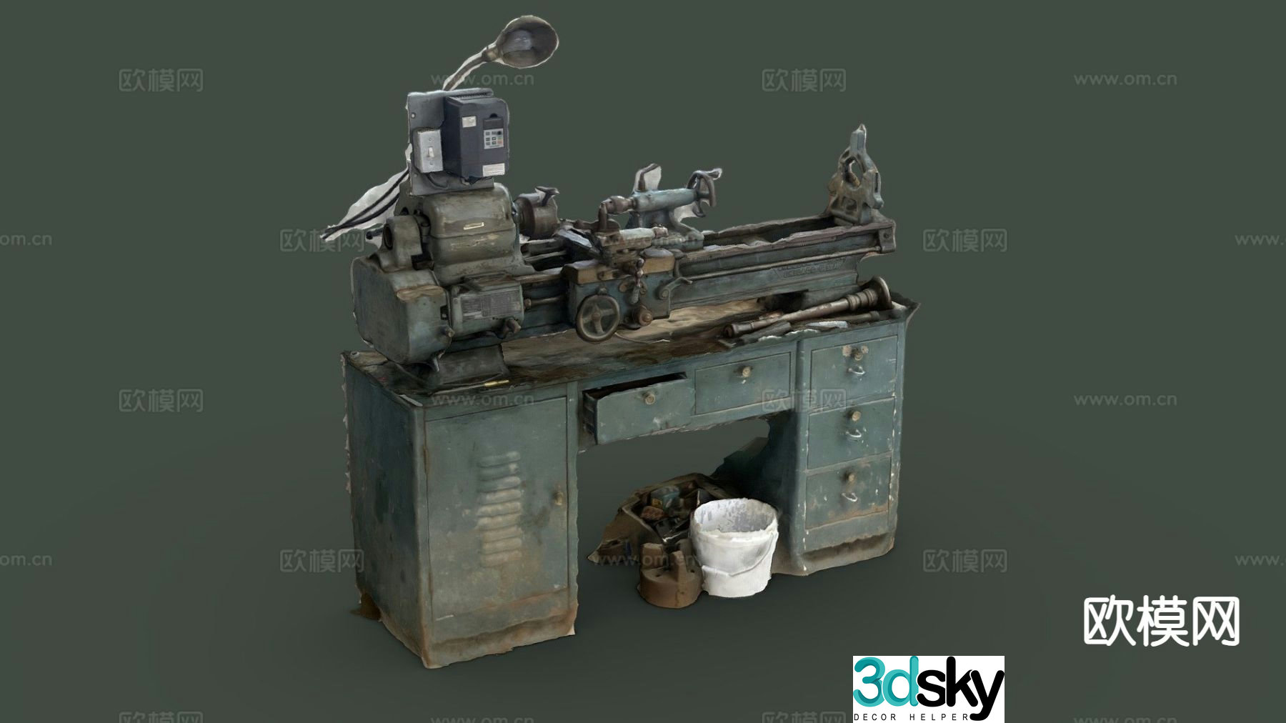Industrial equipment lathe 3d model