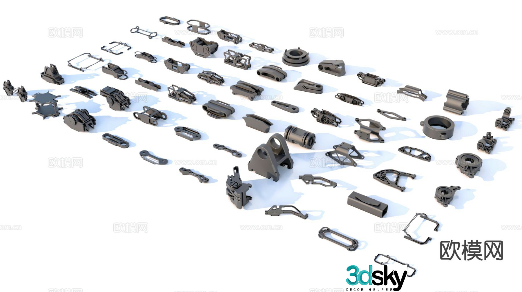 Hard surface parts Mechanical parts Industrial equipment 3d model