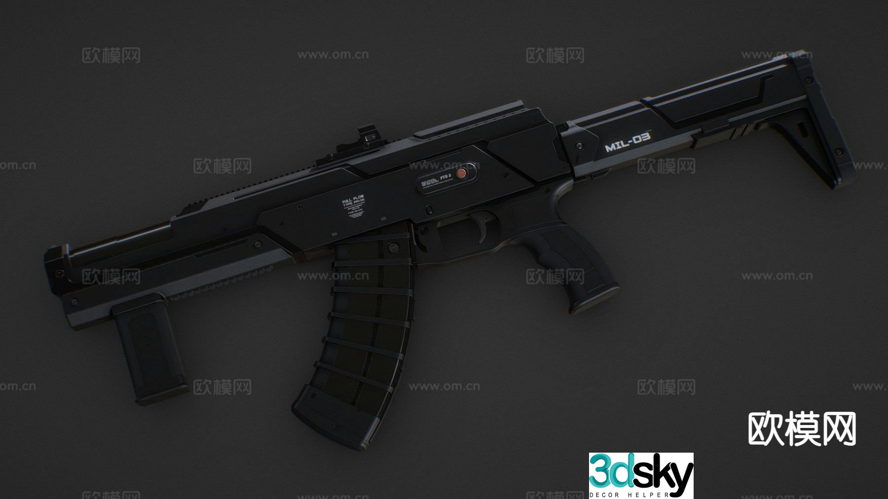 submachine gun gun firearm weapon 3d model