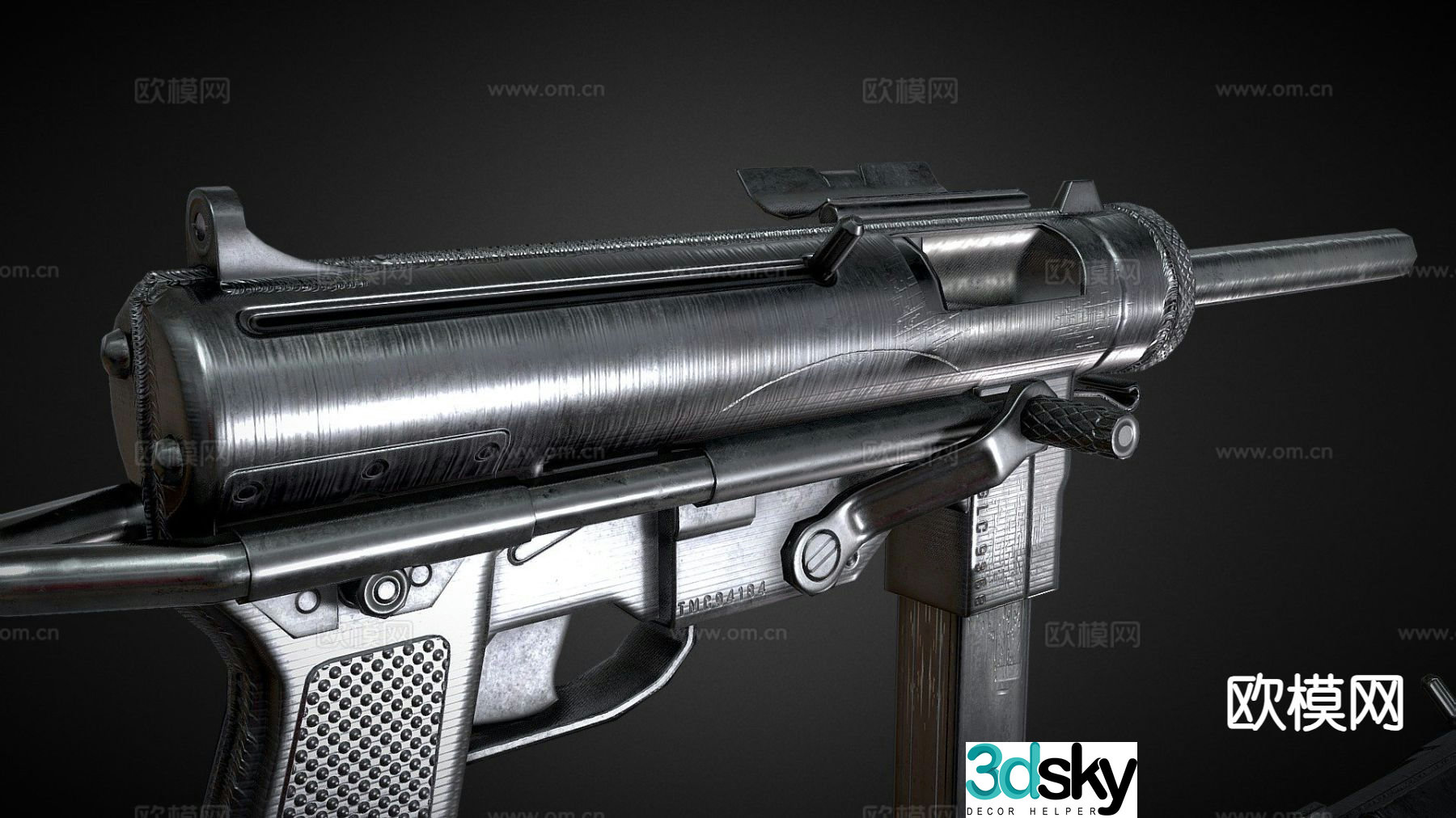 M3 grease gun submachine gun 3d model