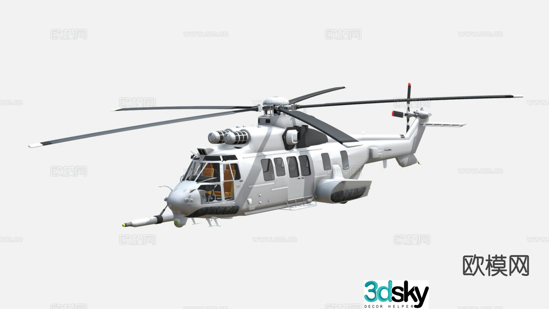 military aircraft helicopter reconnaissance aircraft 3d model