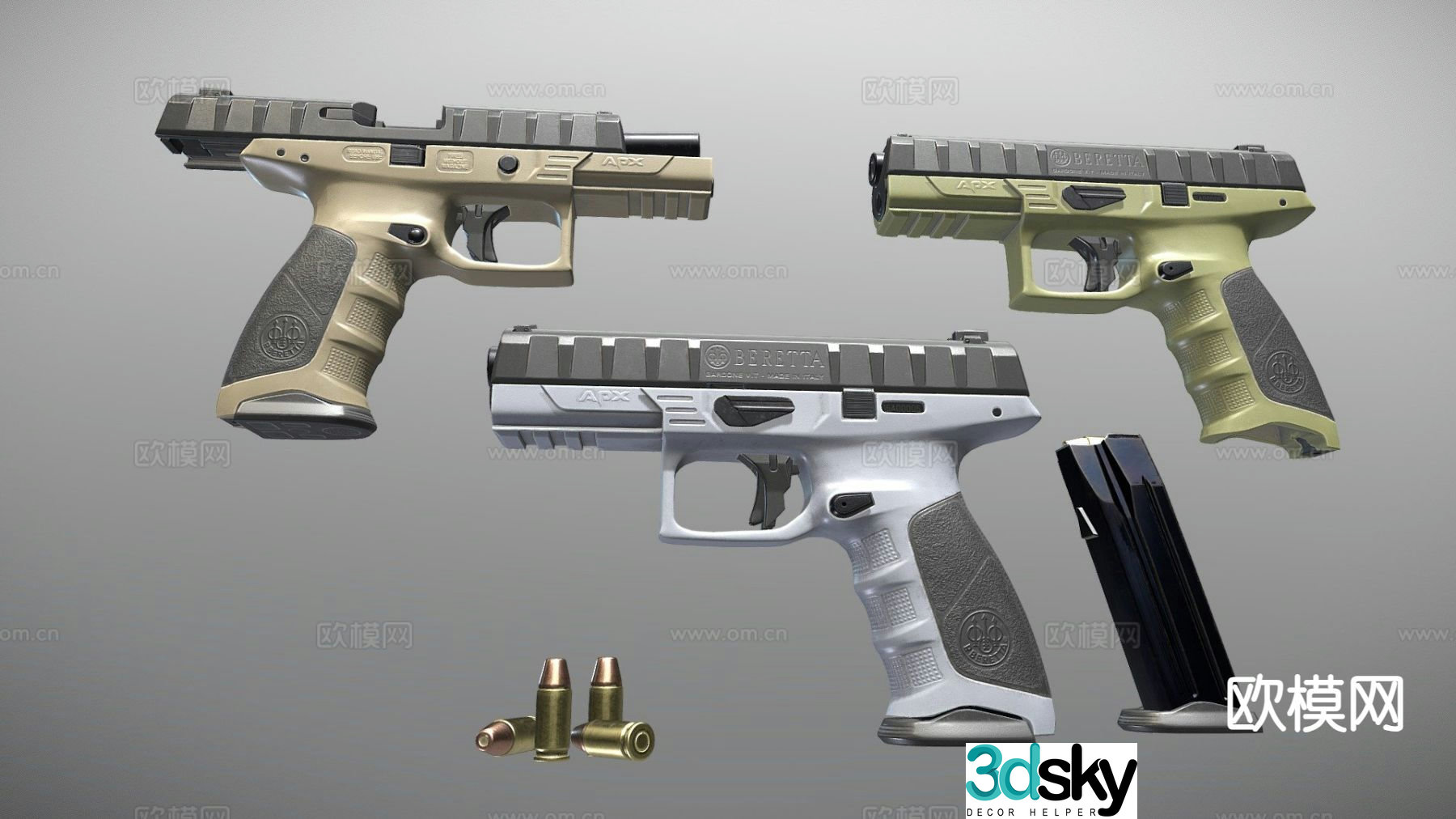 Game pistol 3d model