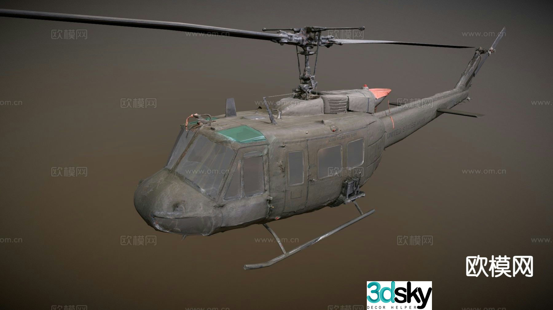 dilapidated helicopter 3d model