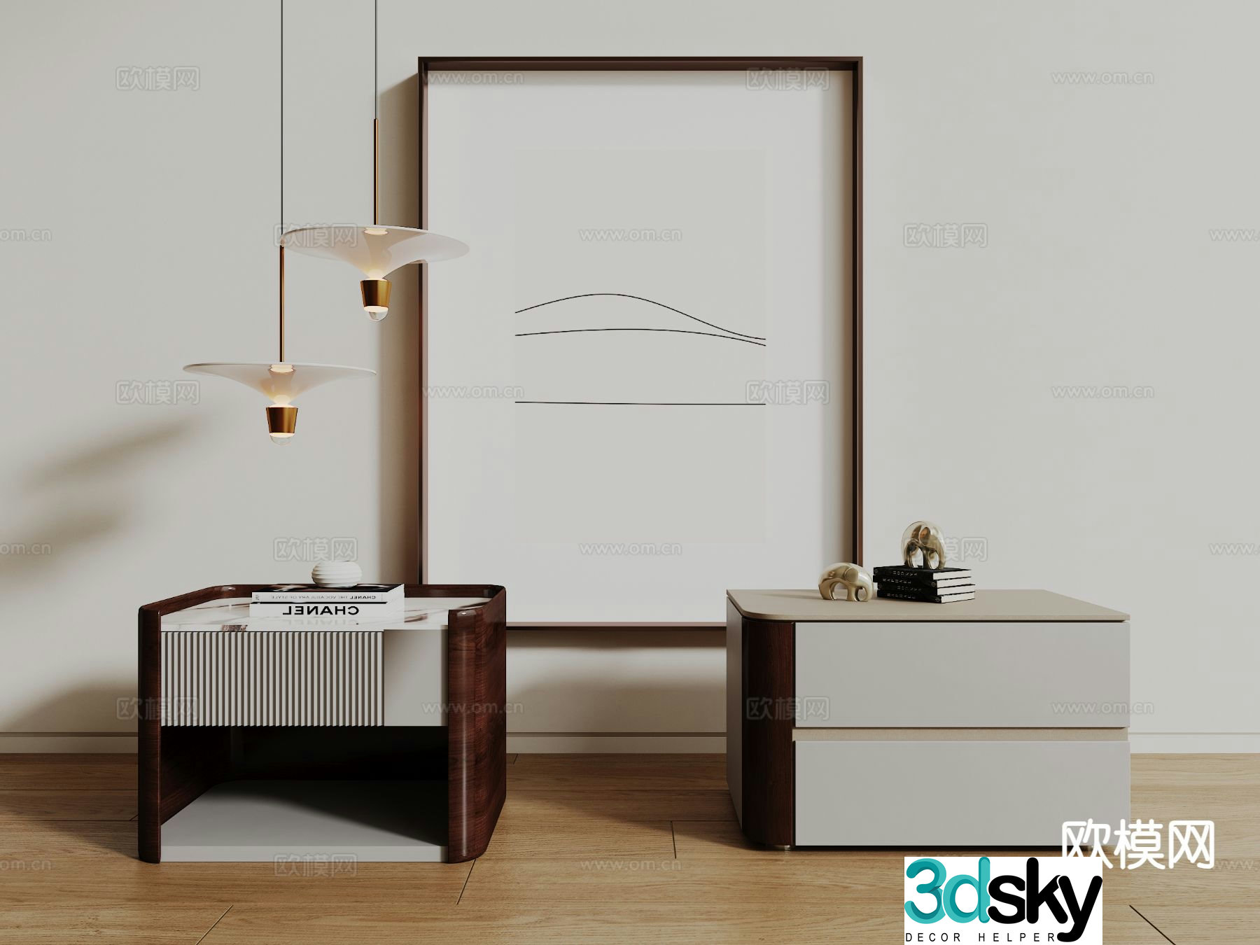 Modern bedside table 3d model