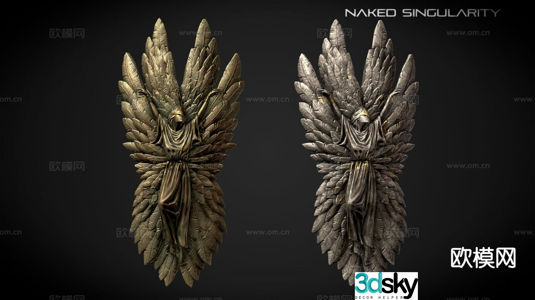 Wing shield medieval dark fantasy weapon 3d model