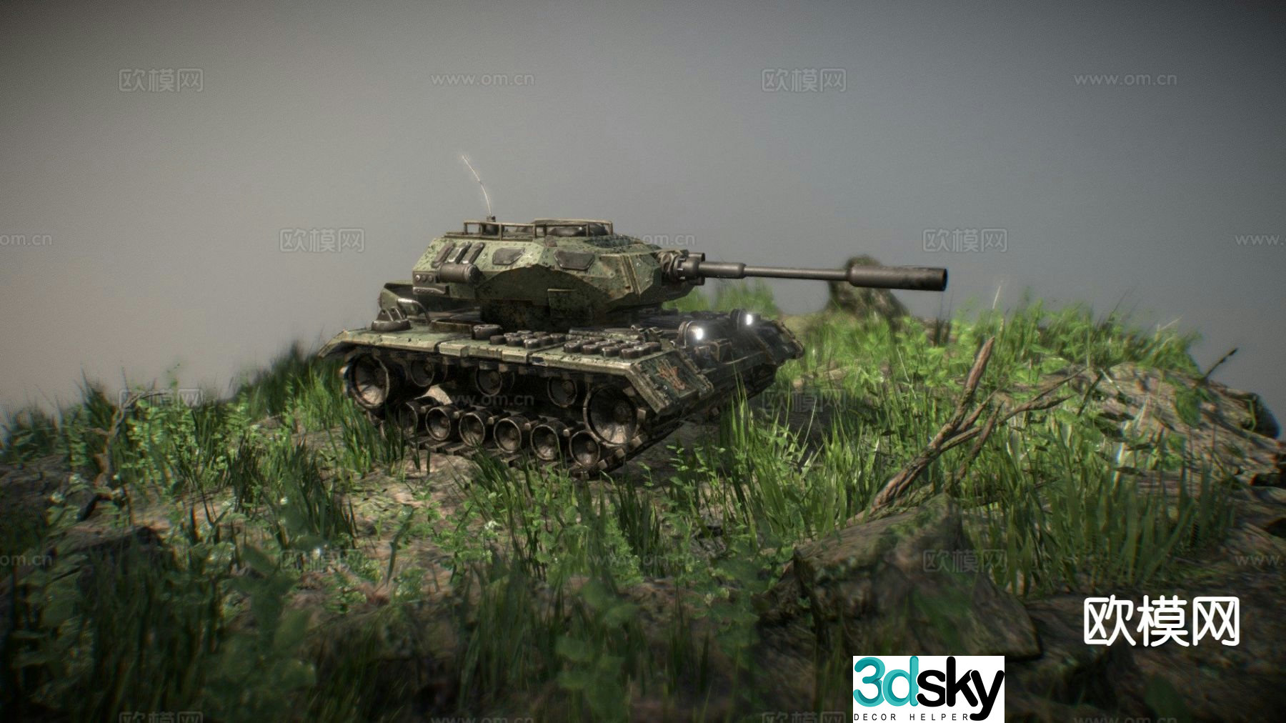 Sculpture tank scene 3d model