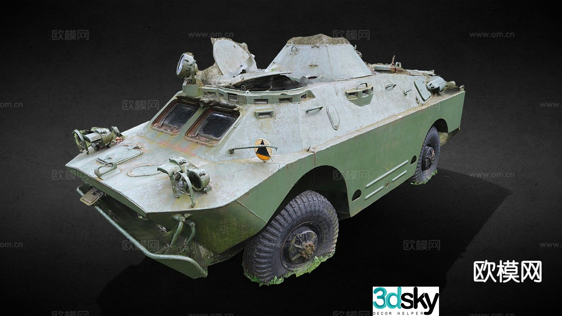 abandoned vehicle car armored vehicle 3d model