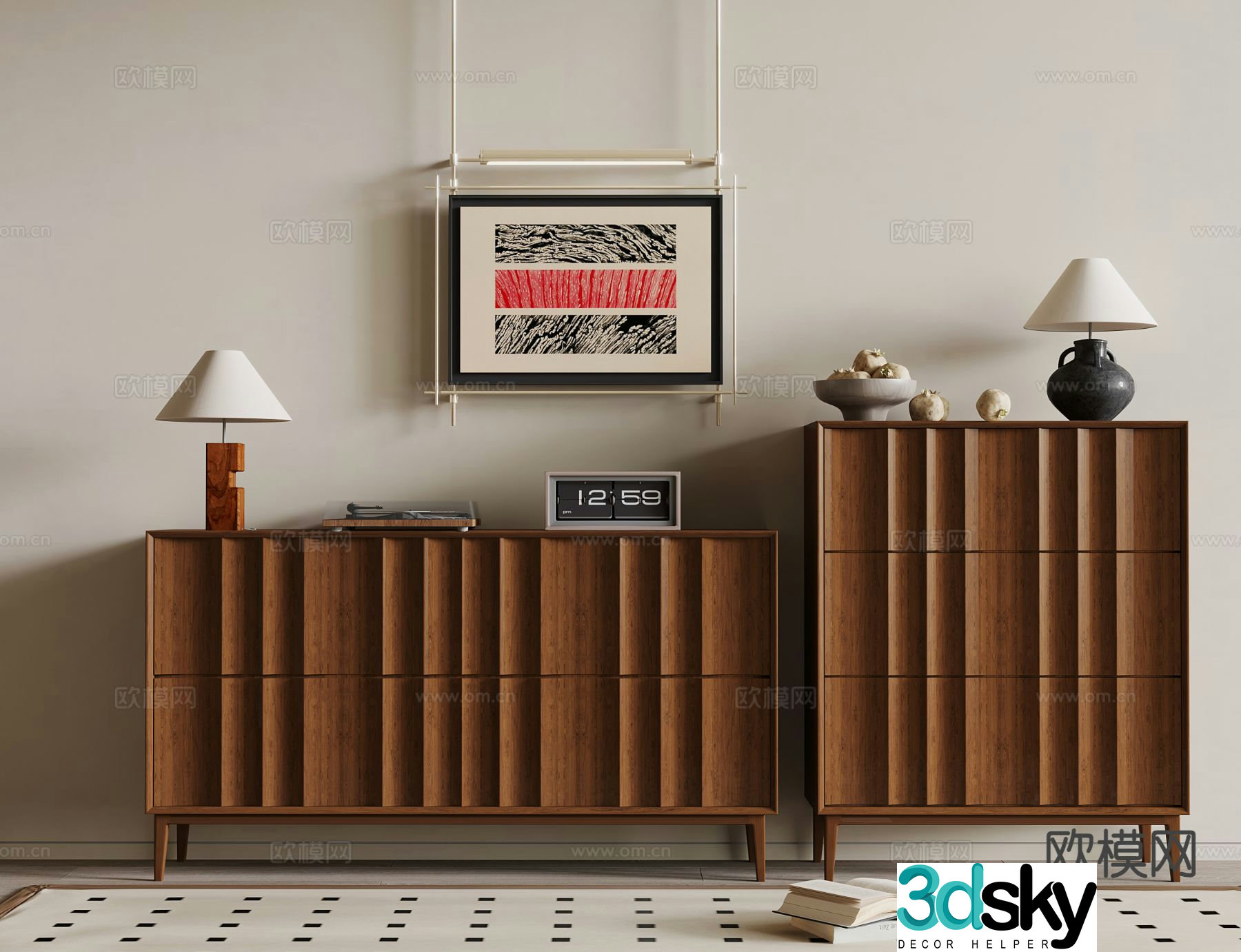 Medieval style side cabinet 3D model