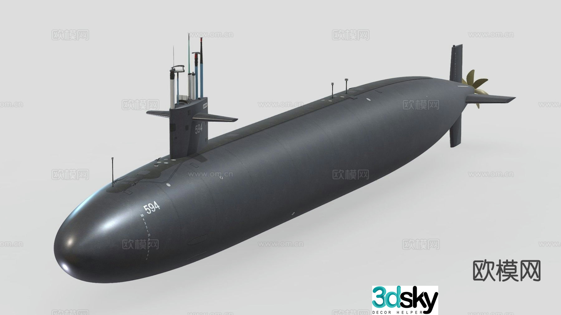 submarine warship nuclear submarine 3d model