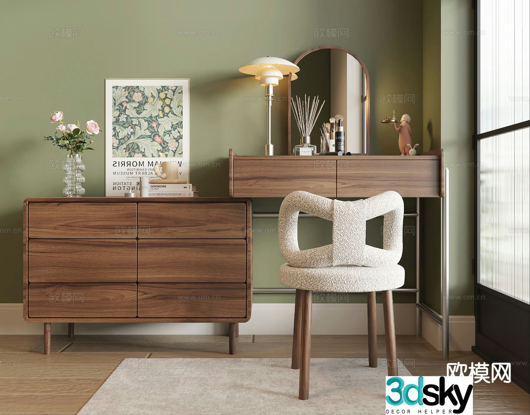 Medieval style dressing table 3d model