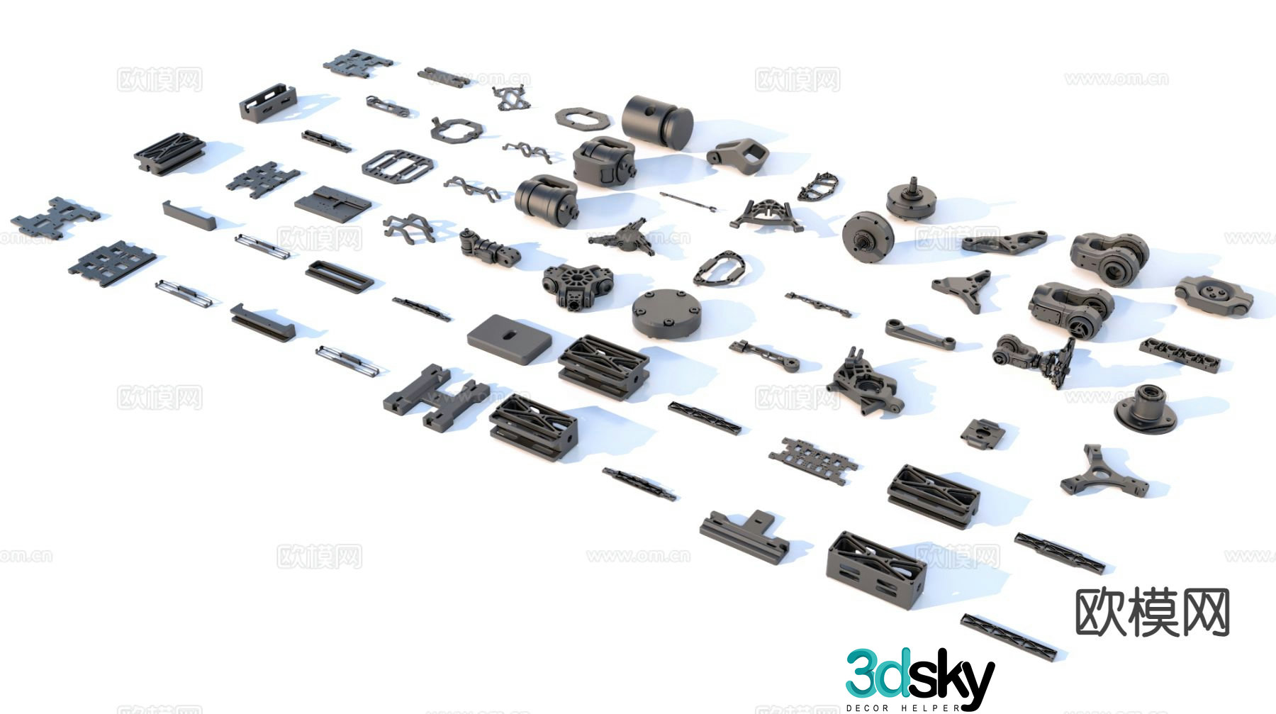 Hard surface parts Mechanical parts Industrial equipment 3d model