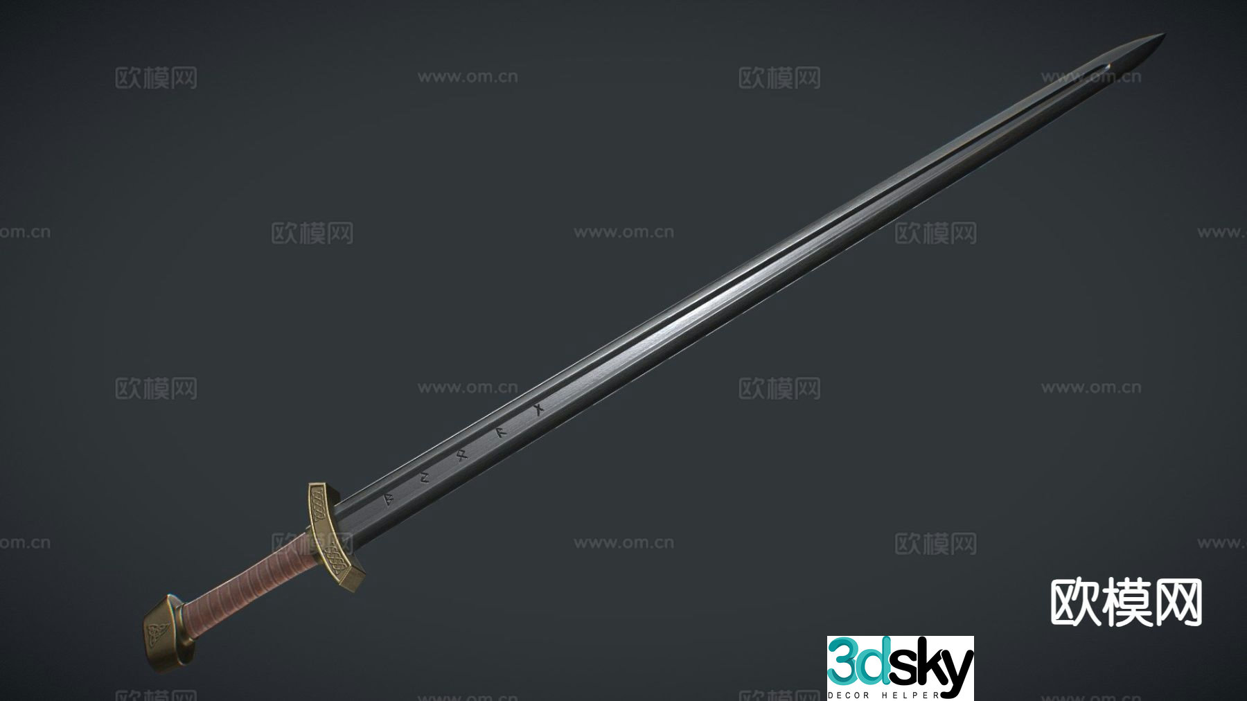 viking weapons blade sword 3d model