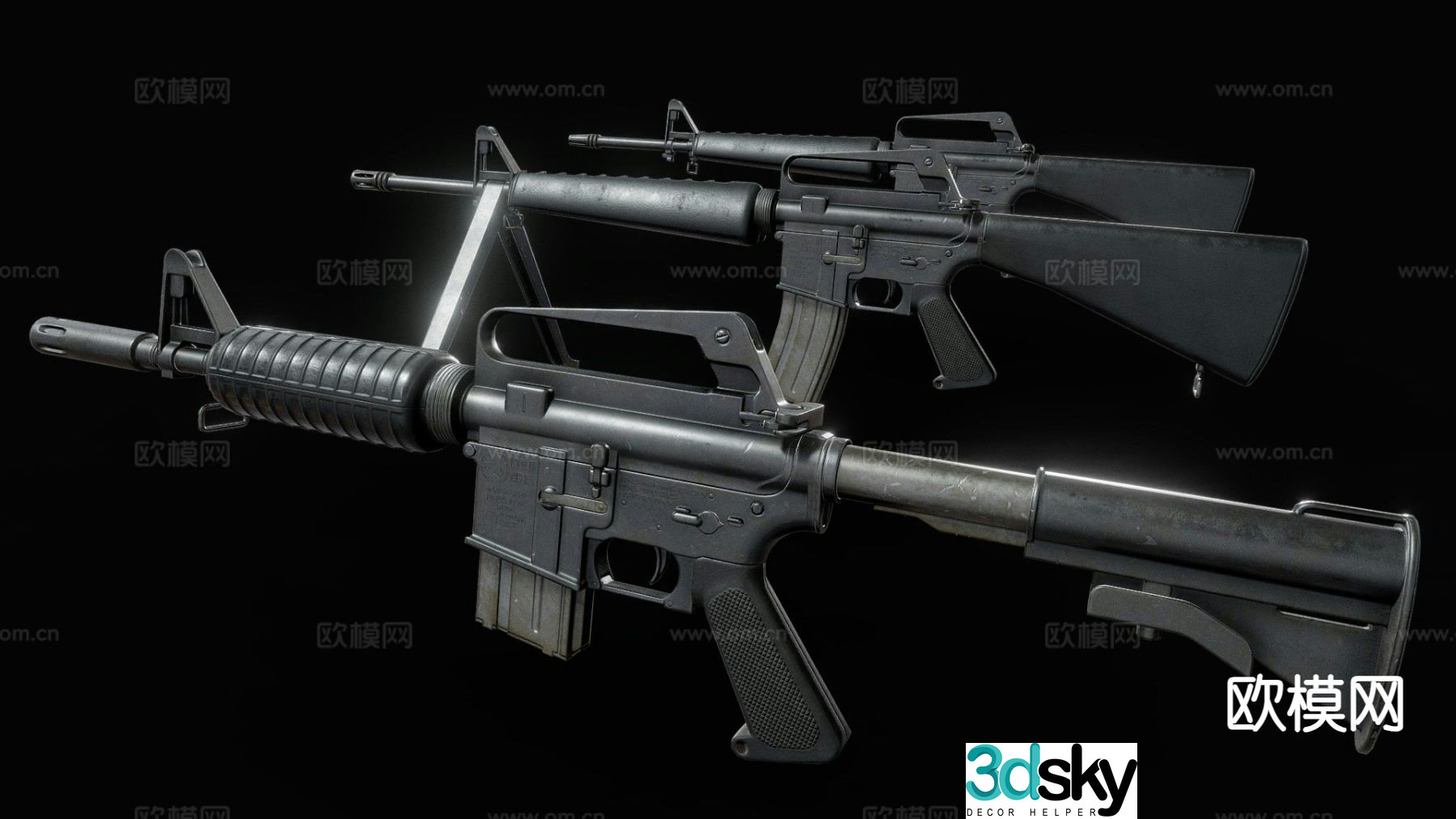 M416 Assault Rifle Game Weapon 3D Model