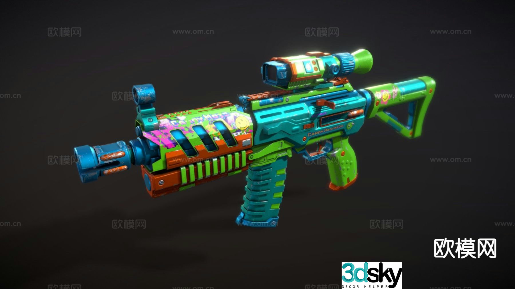 candy machine gun toy 3d model