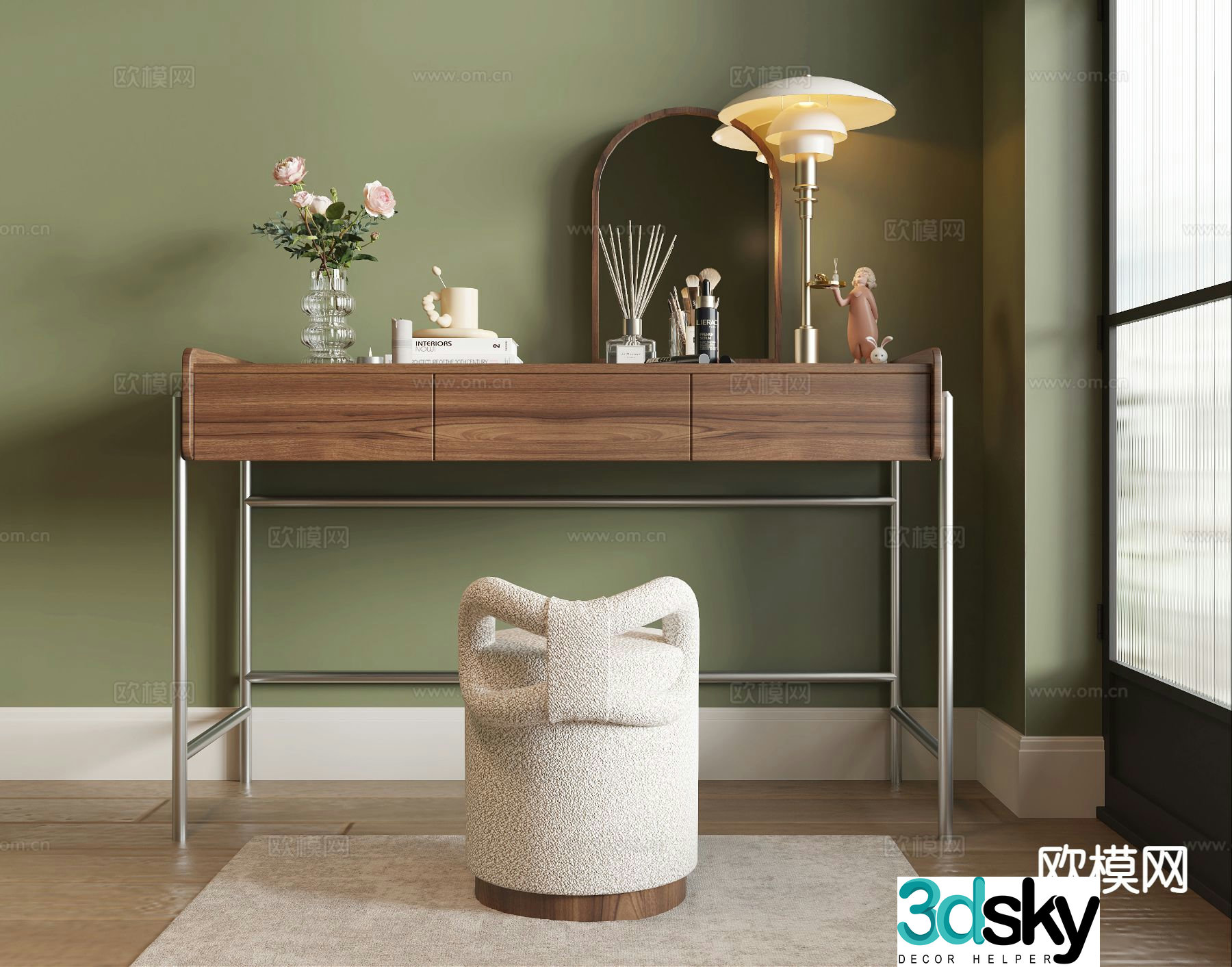 Medieval style dressing table 3d model