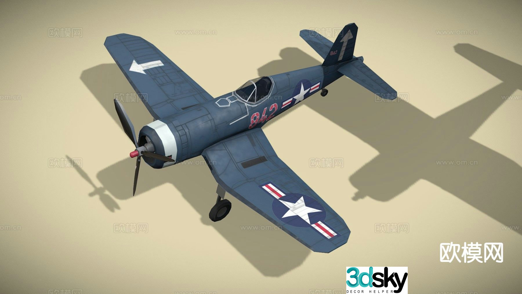 Vintage fighter 3d model