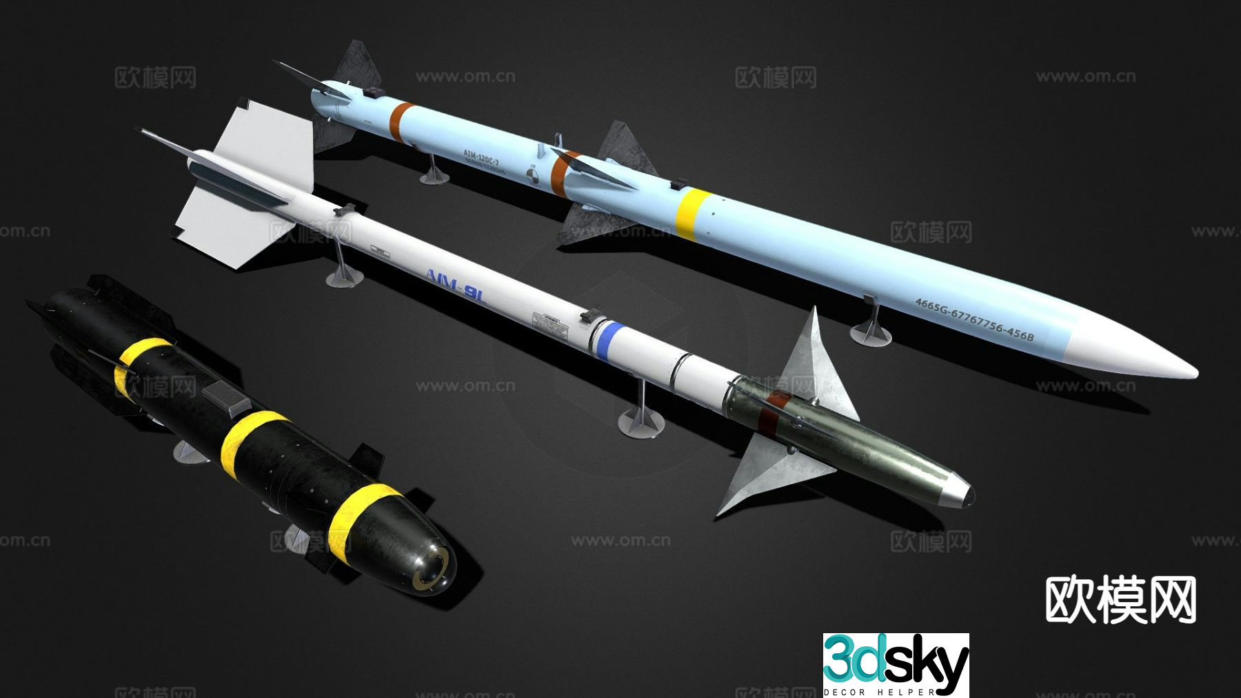 American missile package howitzer shell rocket launcher 3d model