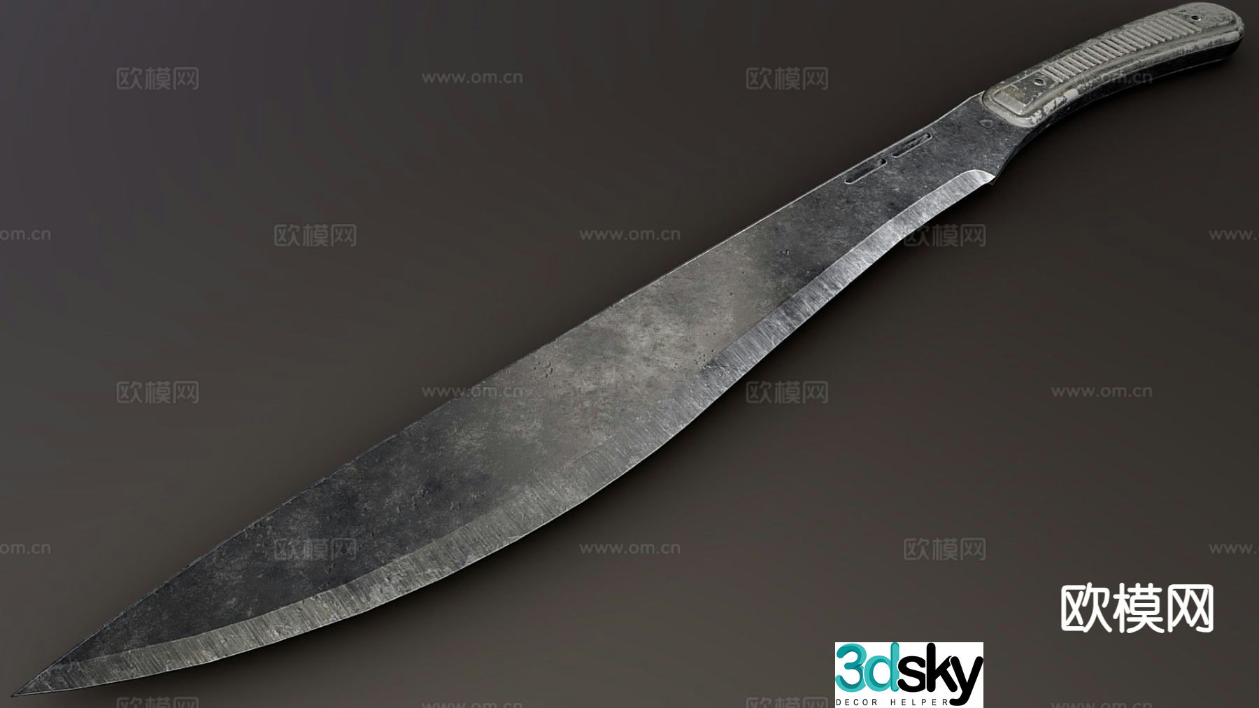 Tactical machete gaming weapon 3d model