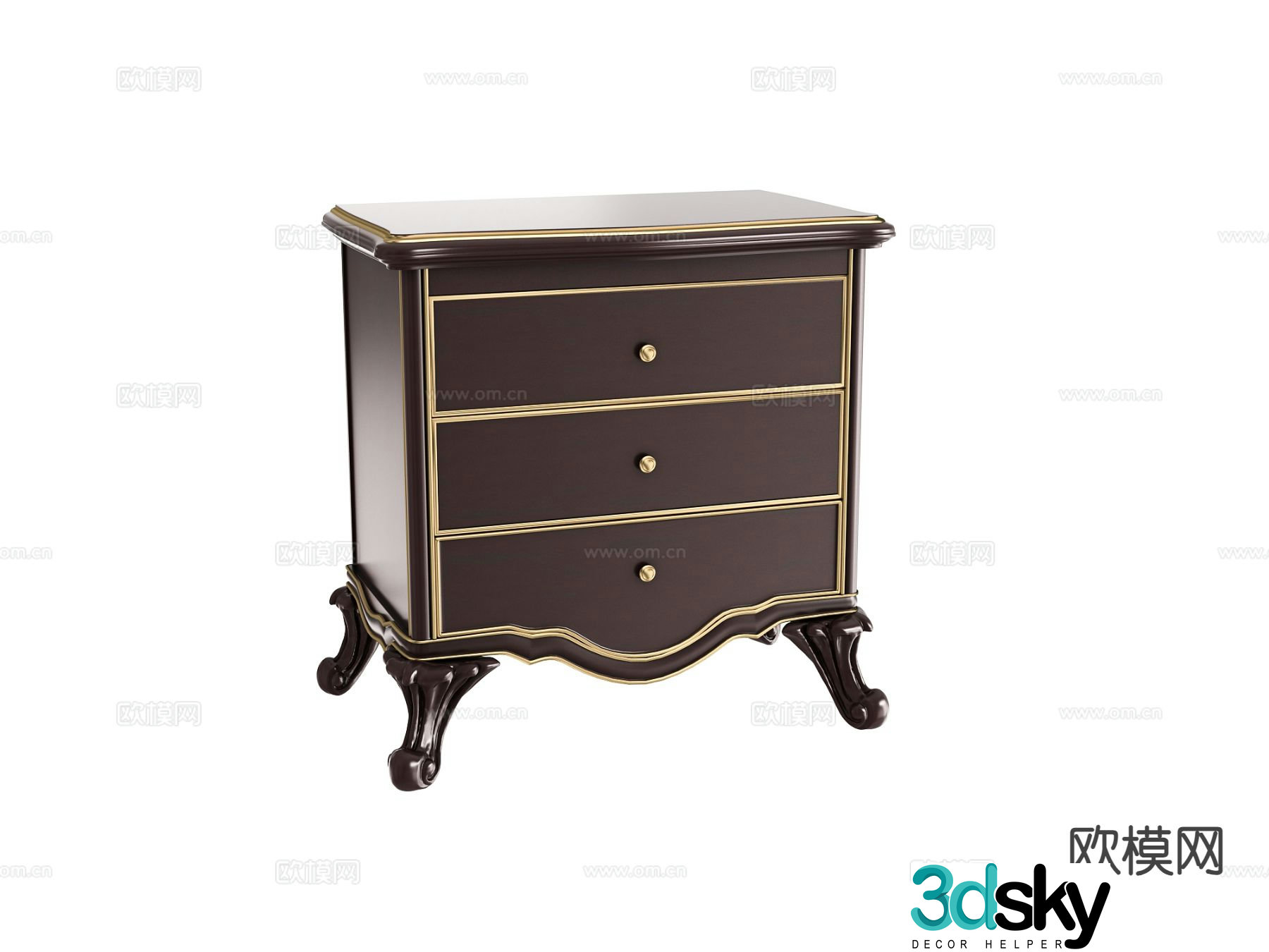 Simple European bedside table 3d model