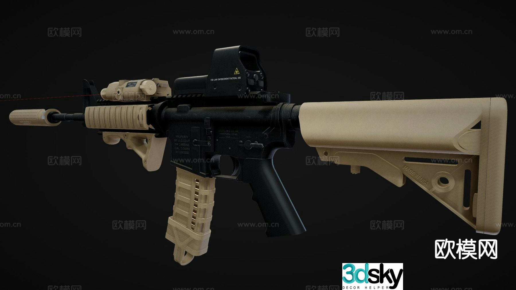 M4 carbine rifle tactical gun 3d model