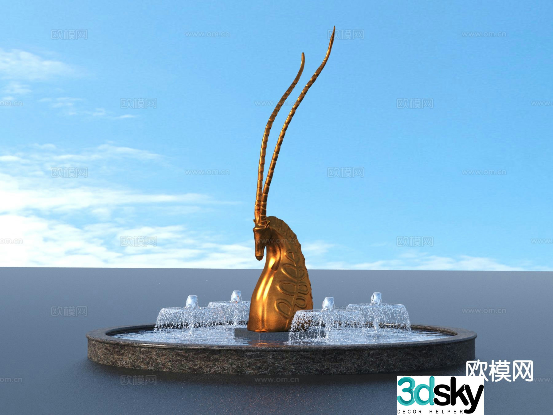 Urban Sculpture Waterscape Sketch Landscape Sculpture 3D Model