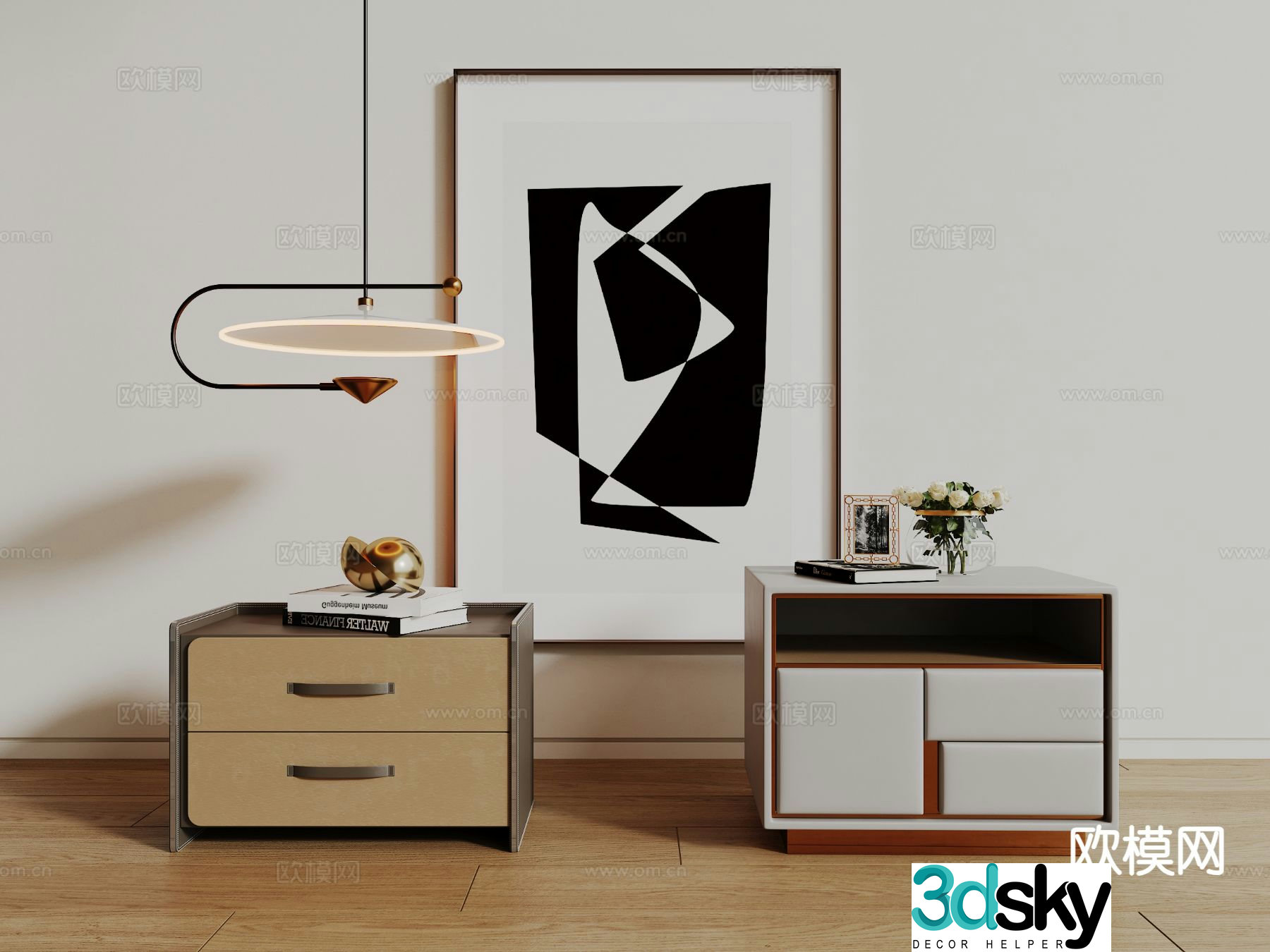Modern bedside table 3d model