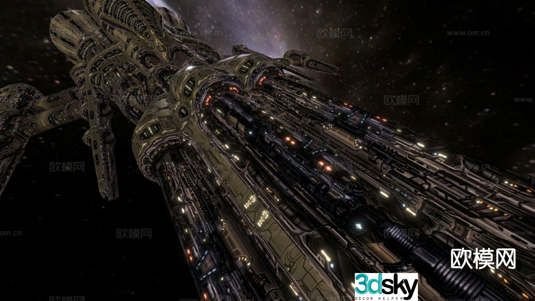 Sci-fi battleship 3d model