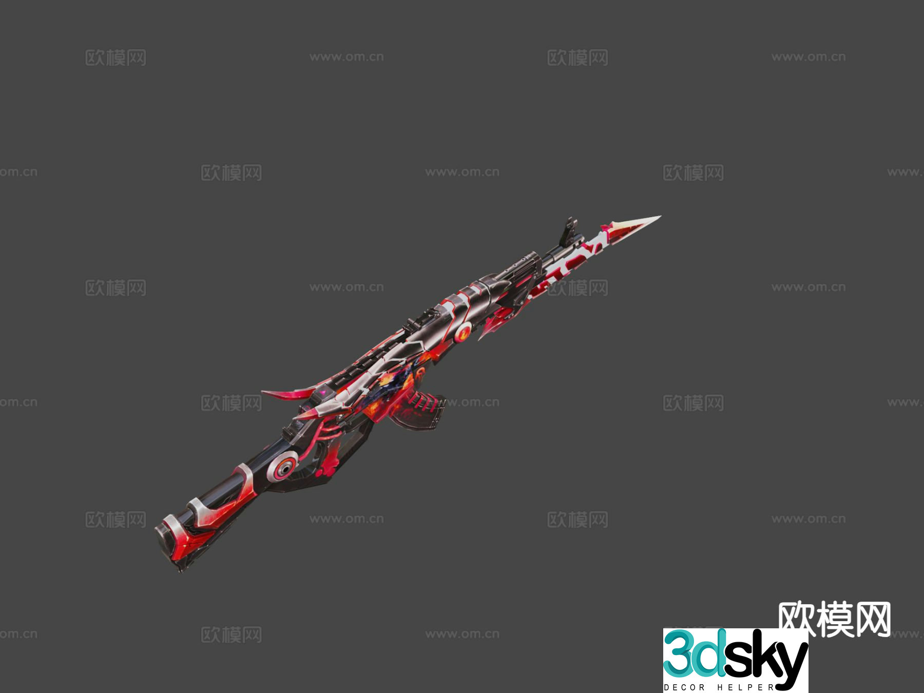 Ak47 fire crow weapon 3d model