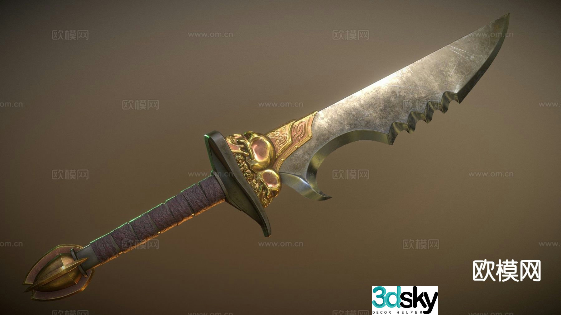 Golden one-handed sword 3d model