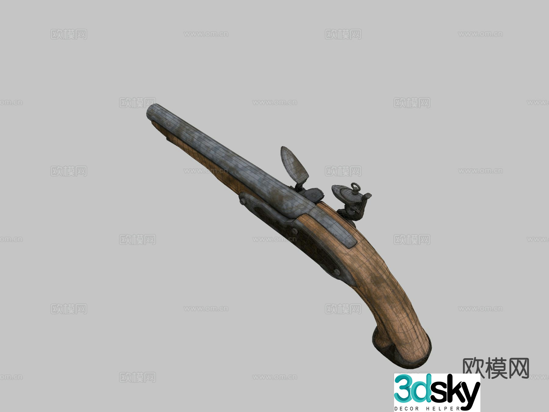 Retro Pistol Gun Gun 3d Model