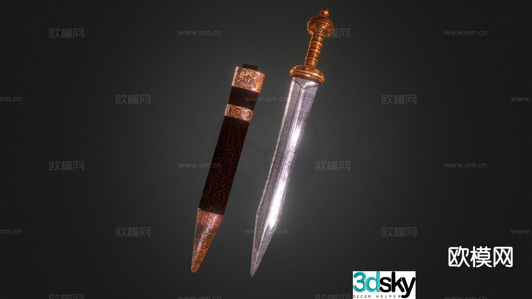 roman sword dagger 3d model