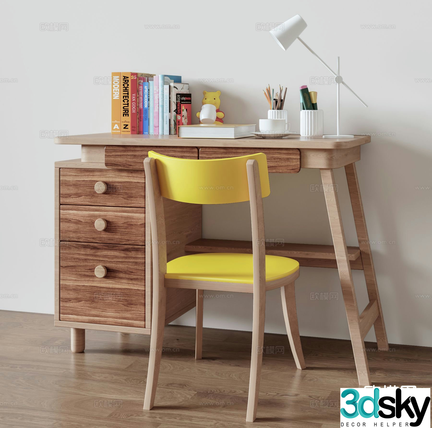 Modern children’s desk and chair 3d model