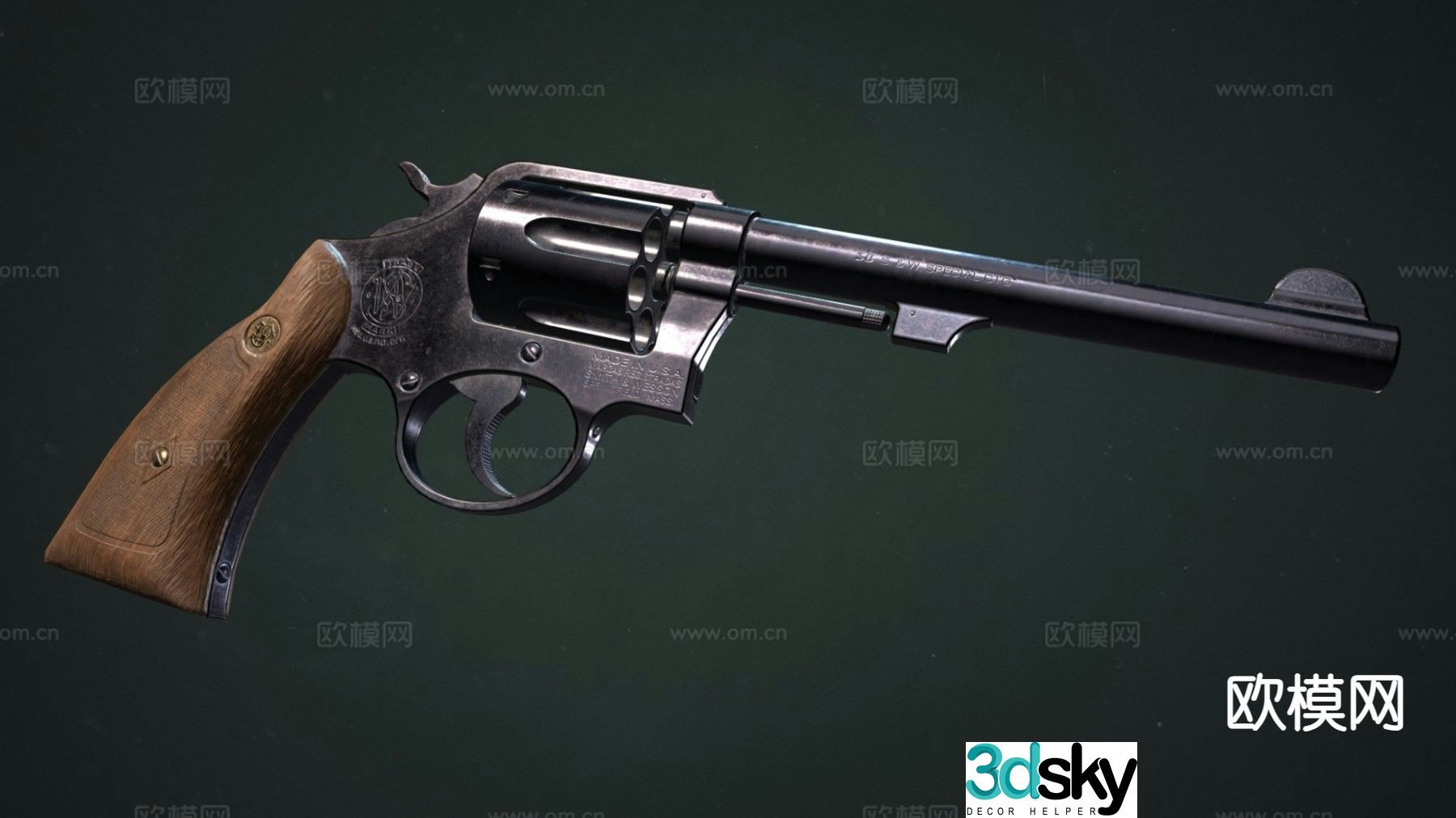 revolver gun firearm weapon 3d model